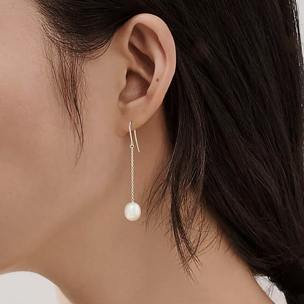 Tiffany Silver Elsa Peretti® Pearls by the Yard™ Chain Earrings